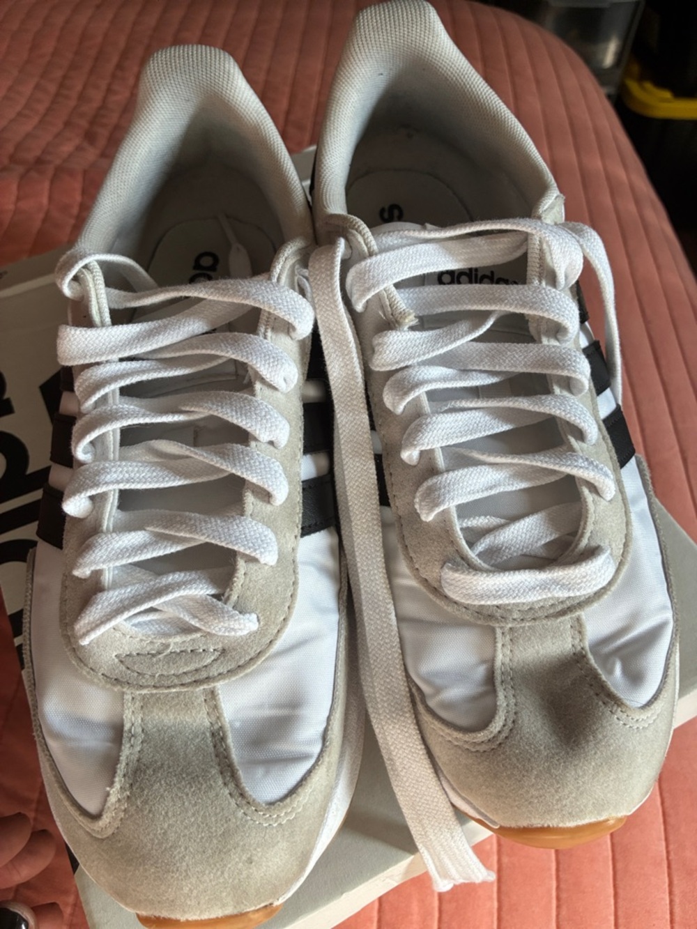 adidas White and Black Retro Running Sneakers